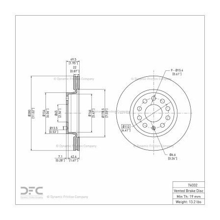 Dynamic Friction Co Disc Brake Rotor - Dynamic Friction Company 600-74032 600-74032